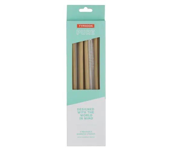 Typhoon Bamboo Straight Straws, Set of 4
