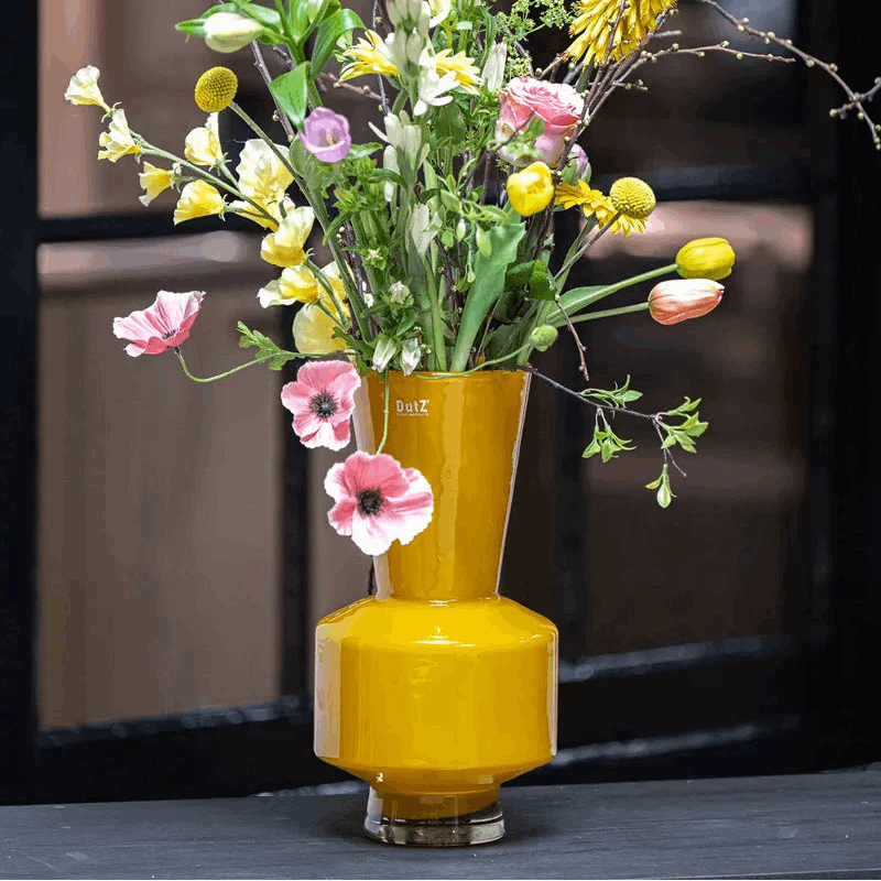 Lowlands Design Shani Ochre Yellow Glass Vase