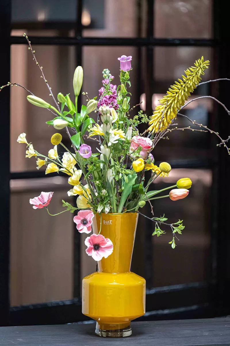 Lowlands Design Shani Ochre Yellow Glass Vase