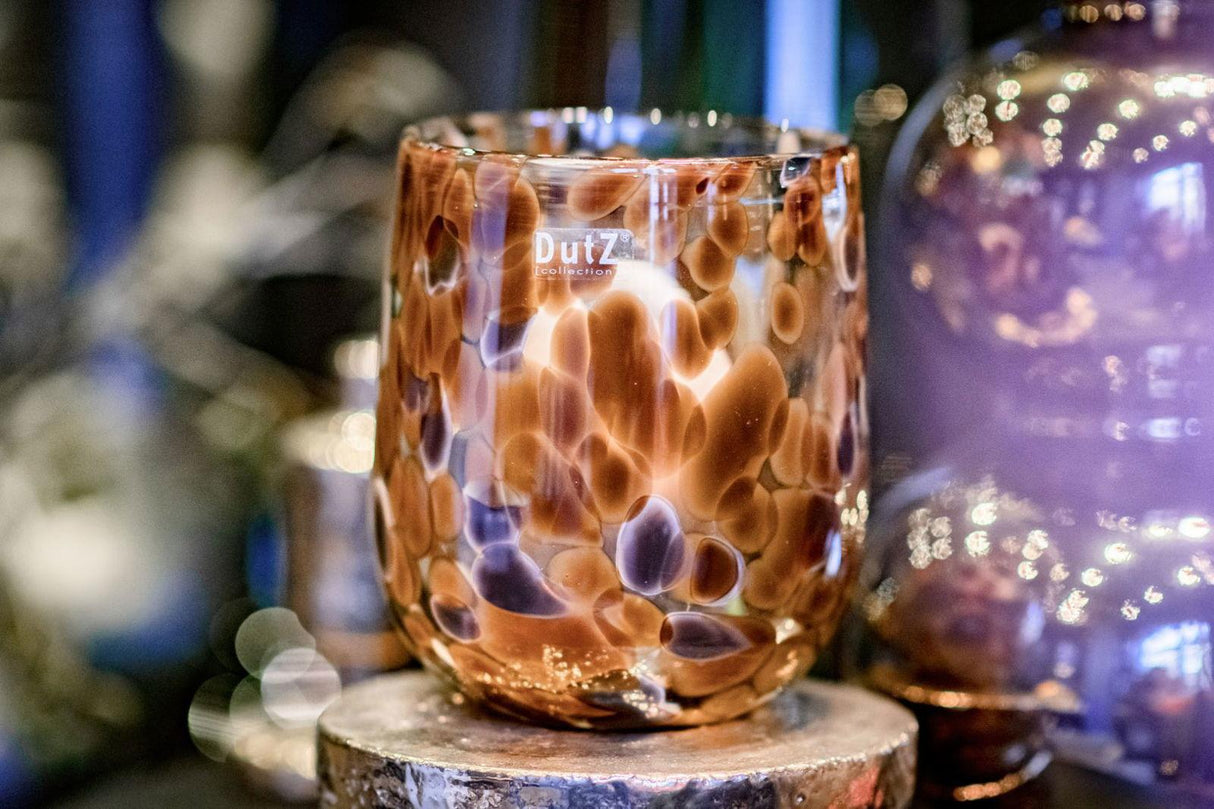 Lowlands Design Barrel Leopard Brown Glass Vase