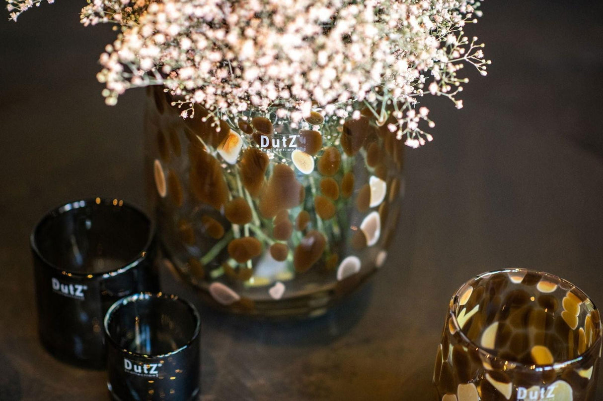 Lowlands Design Barrel Leopard Brown Glass Vase