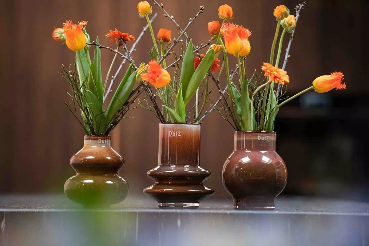 Lowlands Design Ringo Glass Vase H18 x D16cm - Mocca
