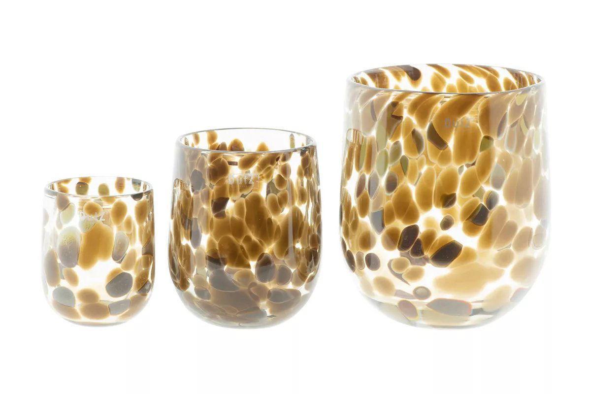 Lowlands Design Barrel Leopard Brown Glass Vase