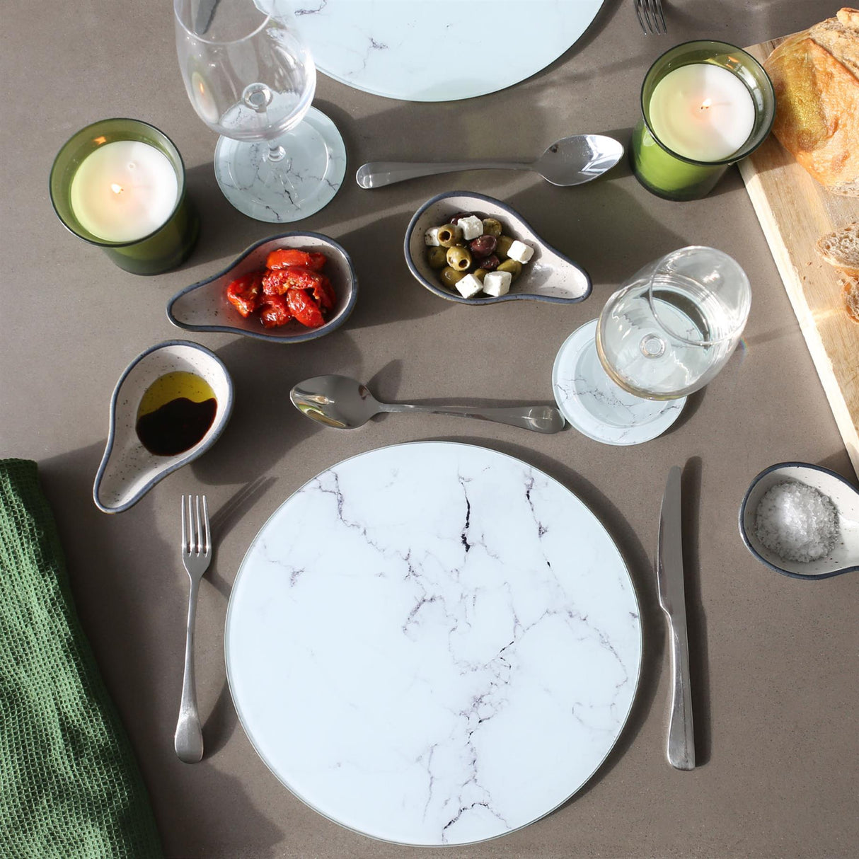 Rinkit Round Glass Chopping Board Marble - 30cm