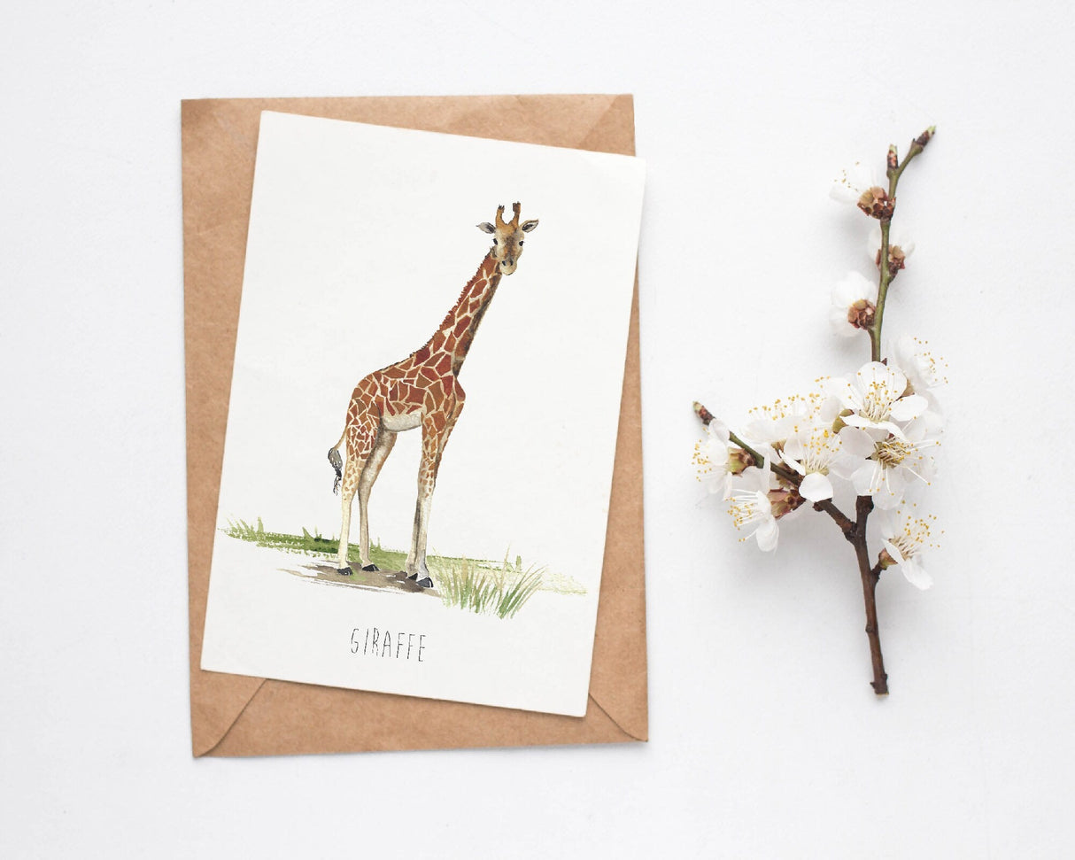 Giraffe Hand Painted Greetings Card | Katie Hipwell Design