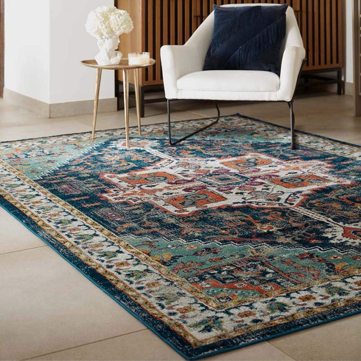 Granada Multicolour Vintage Rug Emerald by The Rugs