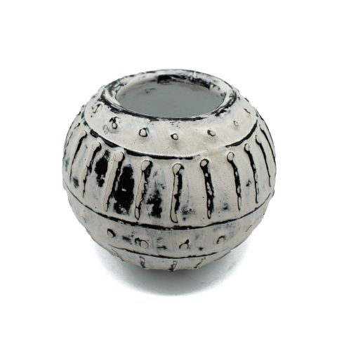 HatiNest Greek Bubble Clay Plant Pot Cream - 10cm
