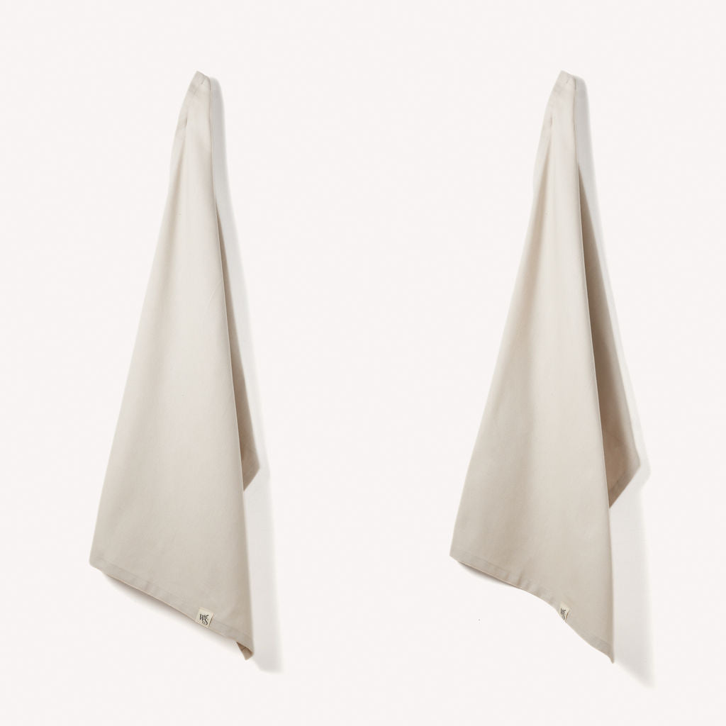 Wild & Stone Organic Cotton Tea Towels - Herringbone Weave - Set of 2