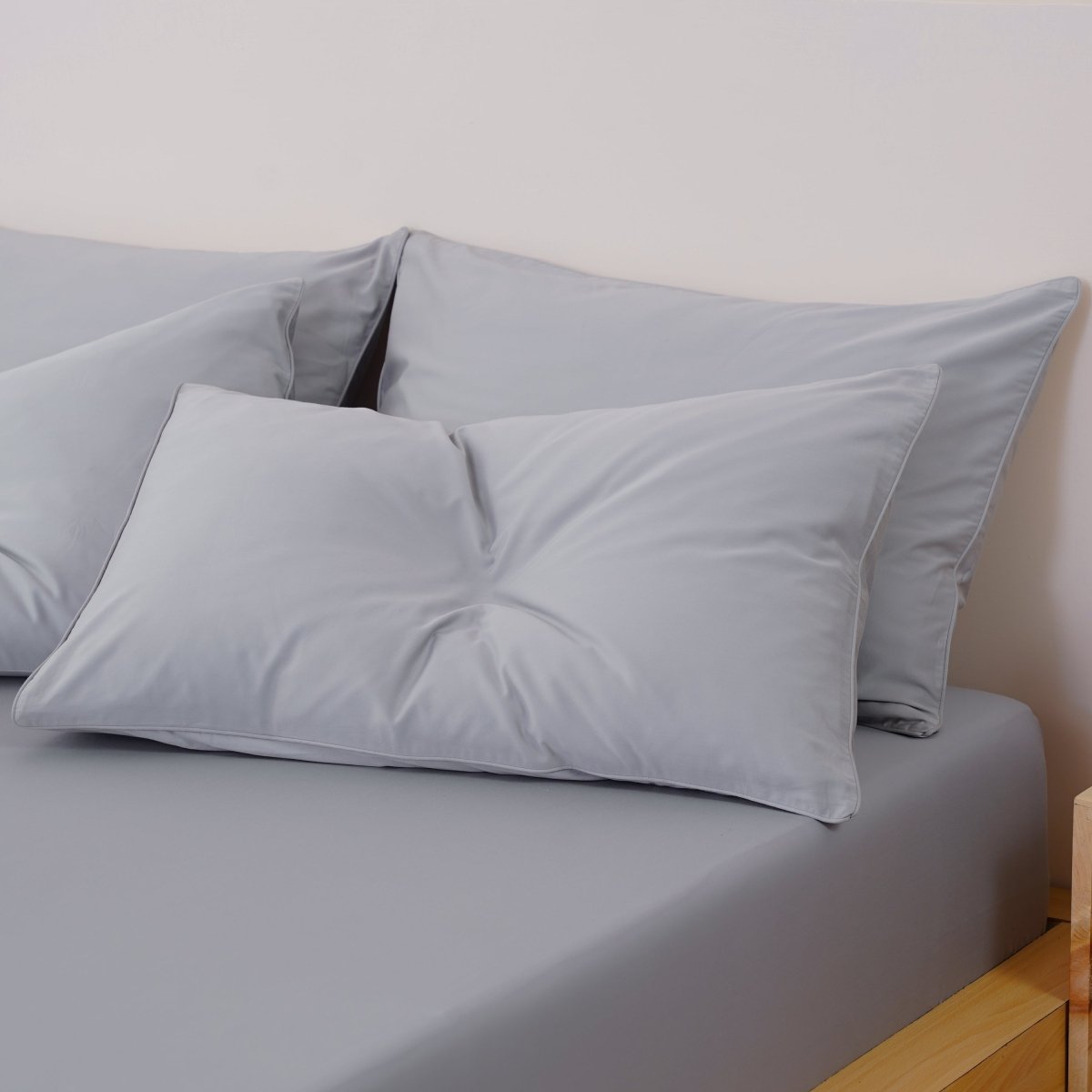 SHEET STORY Ella Cotton Dove Grey Pillowcases Pair – 400TC