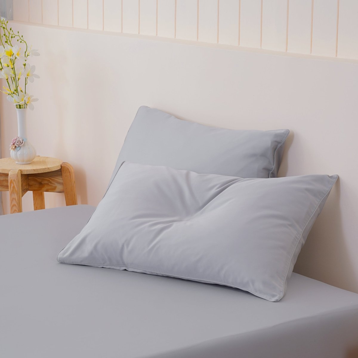 SHEET STORY Ella Cotton Dove Grey Pillowcases Pair – 400TC