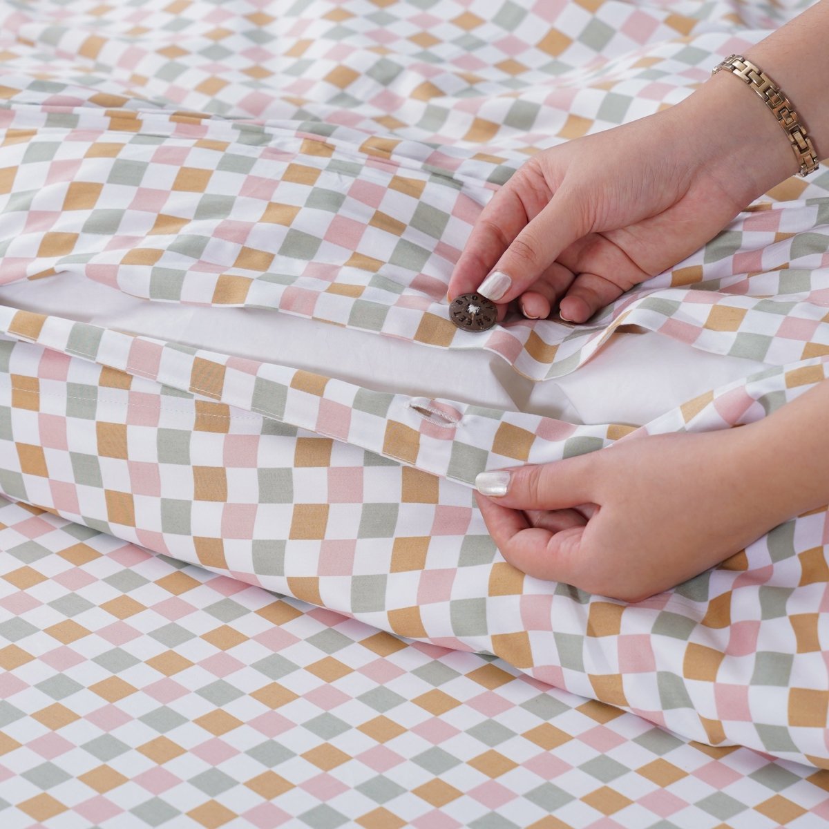SHEET STORY Ella Cotton Gems Checkerboard Duvet Cover – 400TC