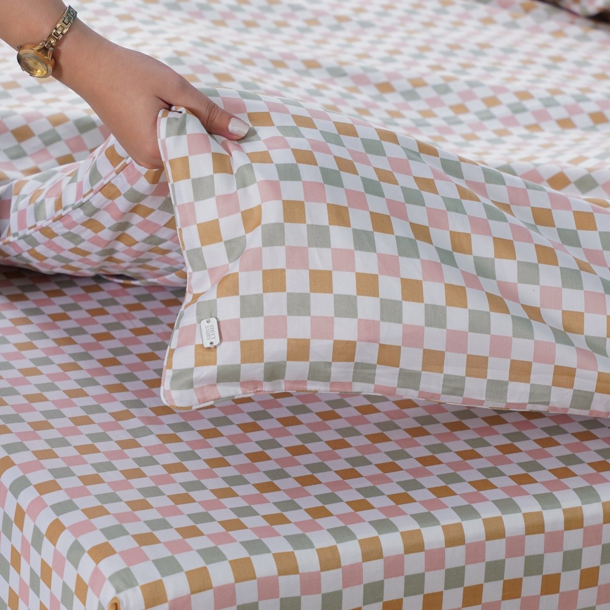 SHEET STORY Ella Cotton Gems Checkerboard Duvet Cover – 400TC