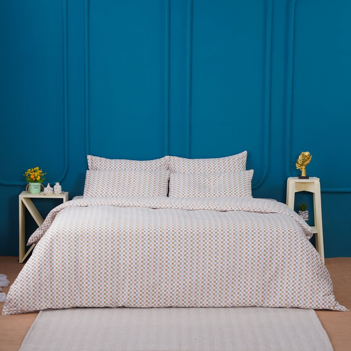 SHEET STORY Ella Cotton Gems Checkerboard Duvet Cover – 400TC