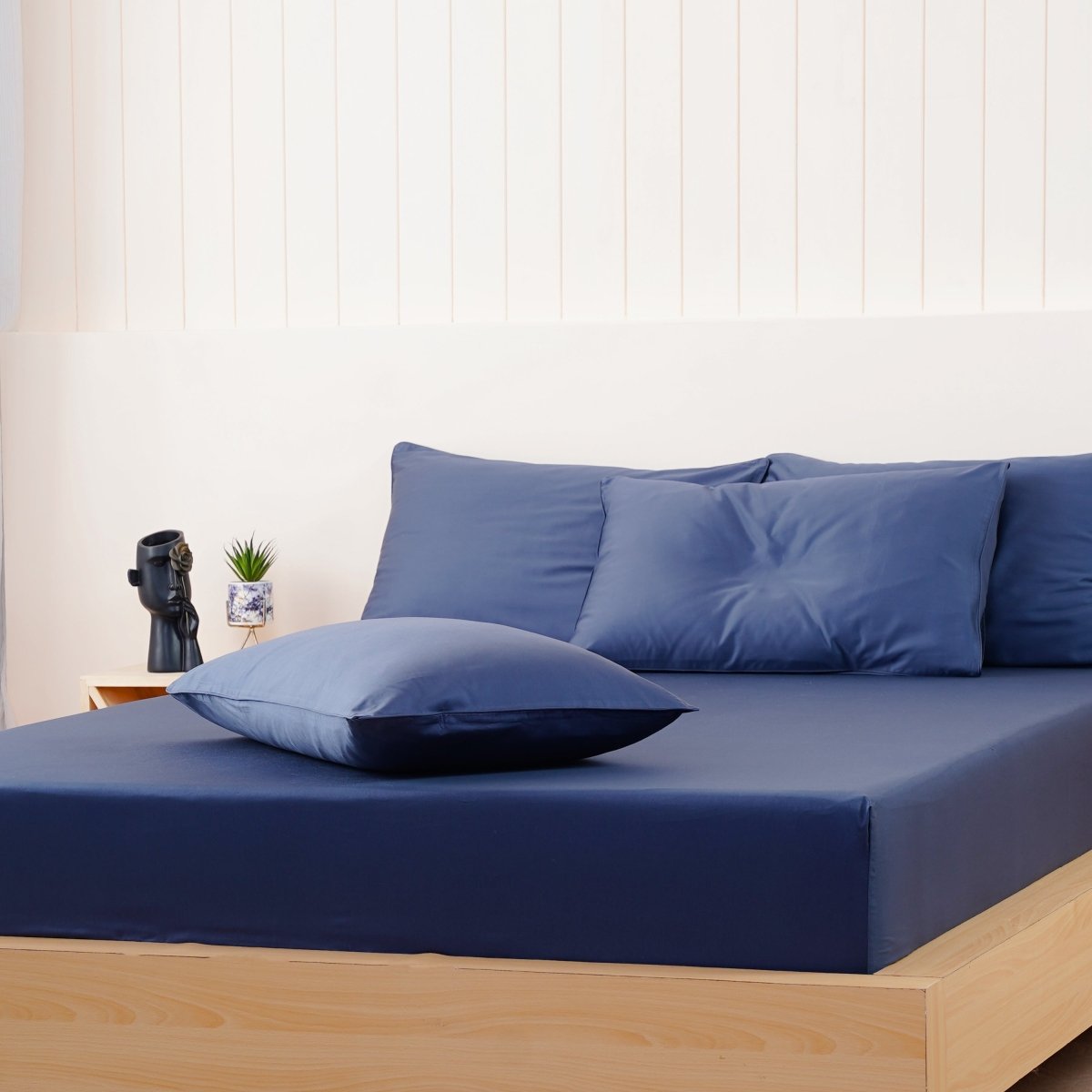 SHEET STORY Ella Cotton - Midnight Blue Fitted Sheet