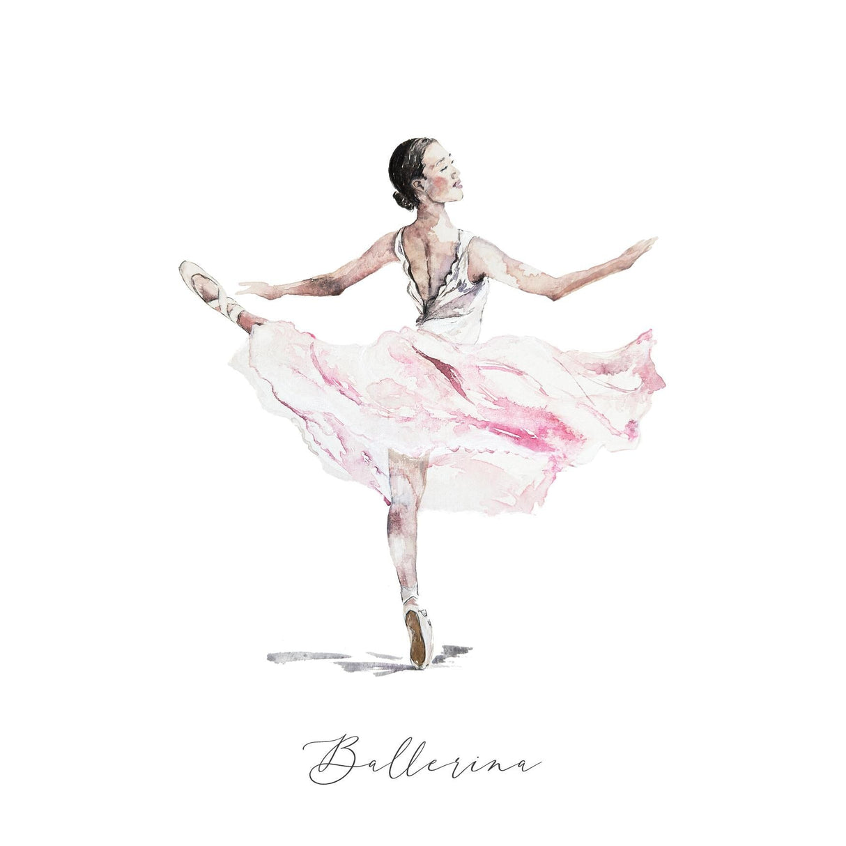 Watercolour Ballerina Greeting Card | Katie Hipwell Design