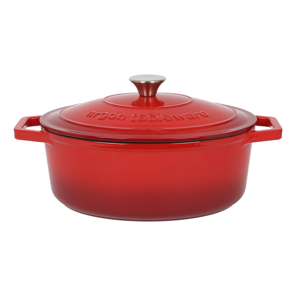 Rinkit Red Ombre Oval Cast Iron Casserole Dish - 4.68L