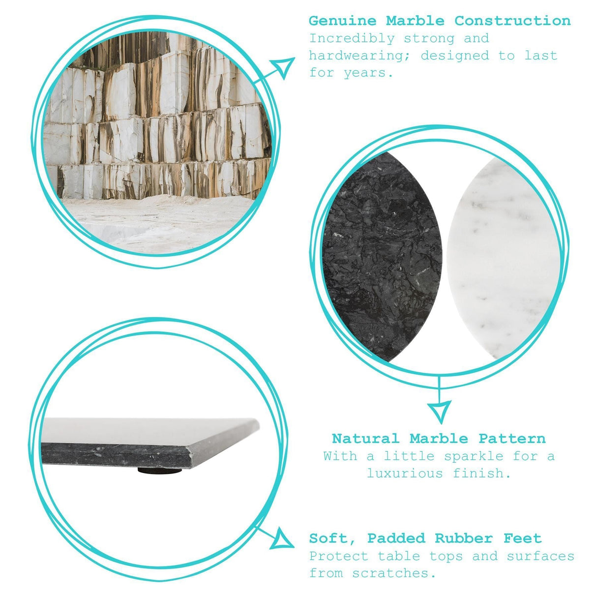 Rinkit Rectangle Marble Chopping Board - 40cm x 30cm