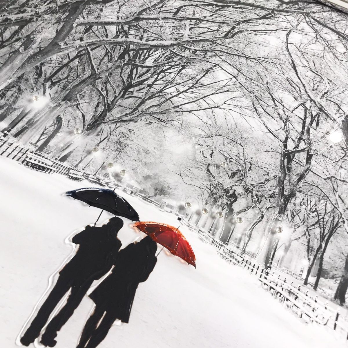 Pagazzi Winter Walk Liquid Art Chrome Frame - 80x60cm