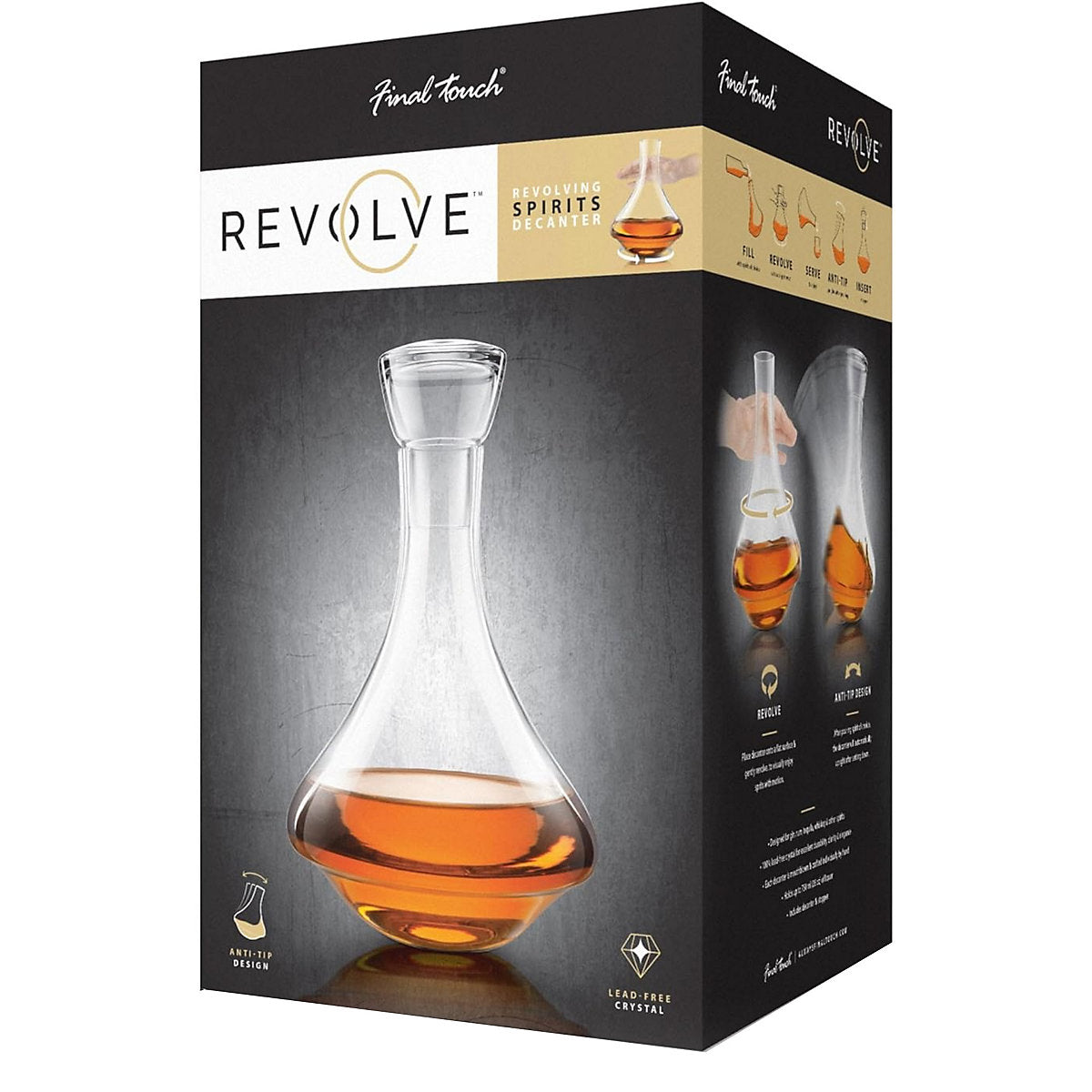 Final Touch Revolve Spirits Decanter with Stopper, 750ml