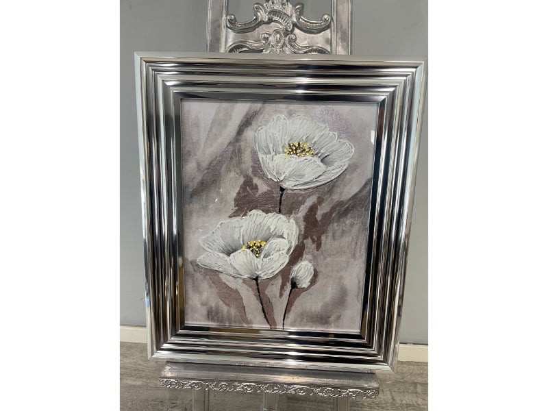 Pagazzi 2 Muted Flowers Chrome Framed Wall Art - 50x40cm