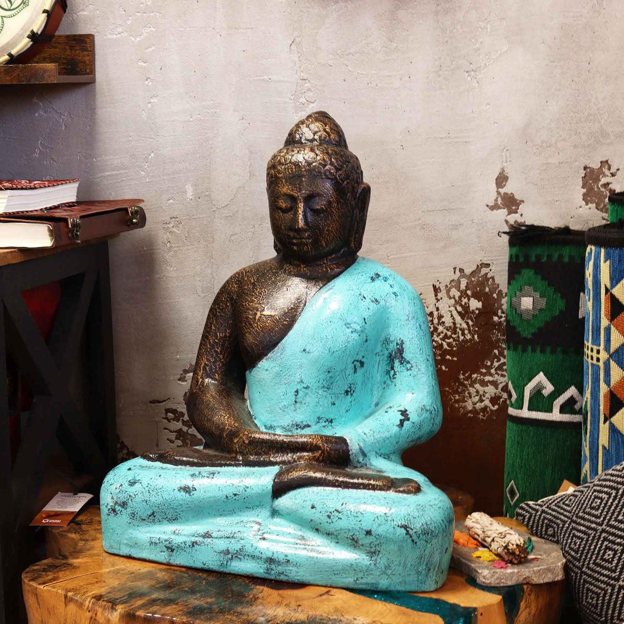 Yorkshire Bonsai Hand Carved Buddha Statue Wooden Decor - 40cm