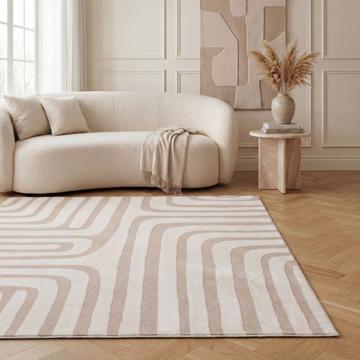 The Rugs Loft Geometric Beige Rug