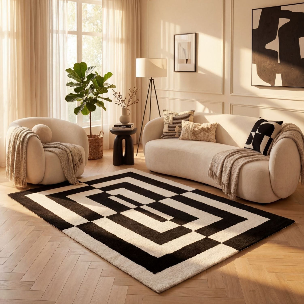 The Rugs Joli Geometric Black & White Rug