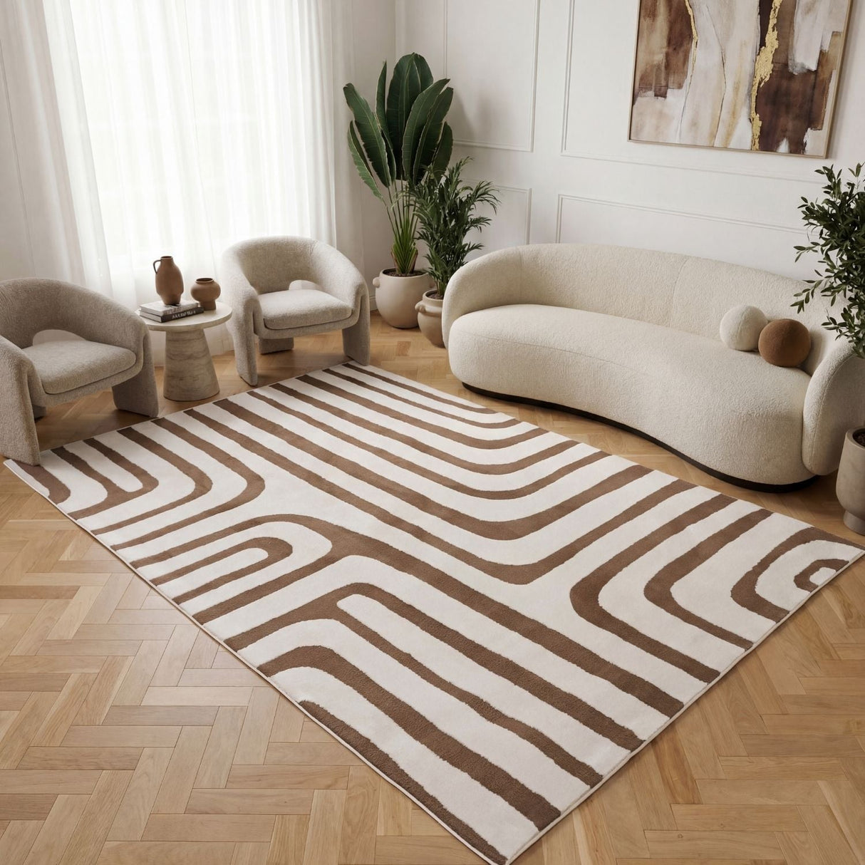 The Rugs Loft Geometric Brown Rug