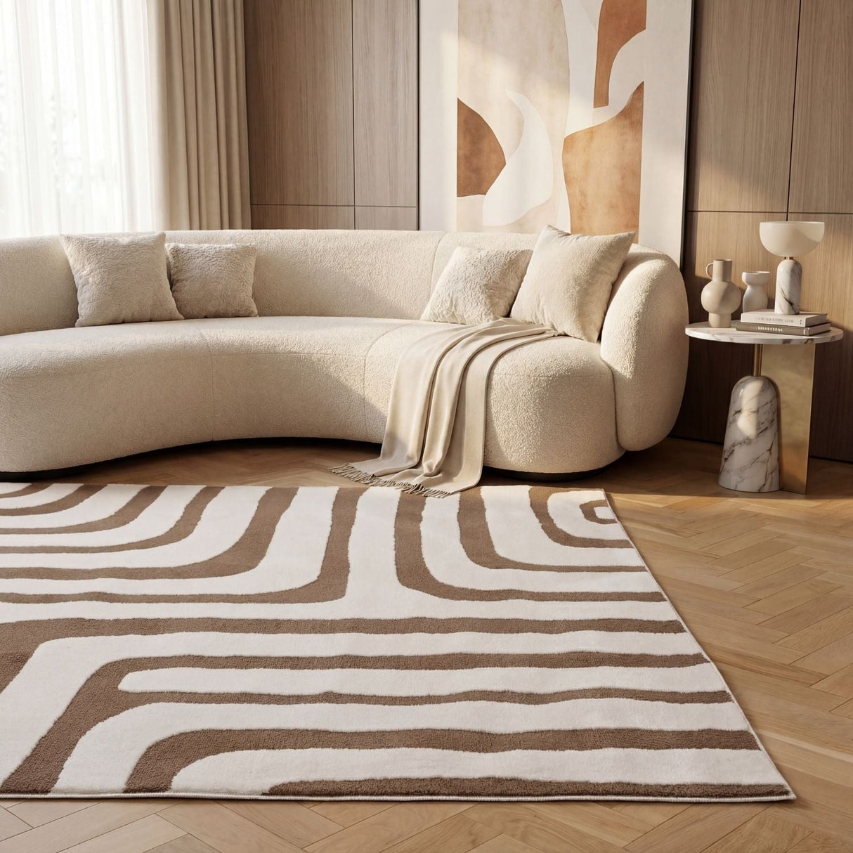 The Rugs Loft Geometric Brown Rug