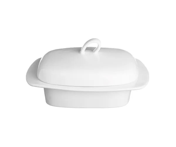 Price & Kensington Simplicity Porcelain Butter Dish with Lid, White