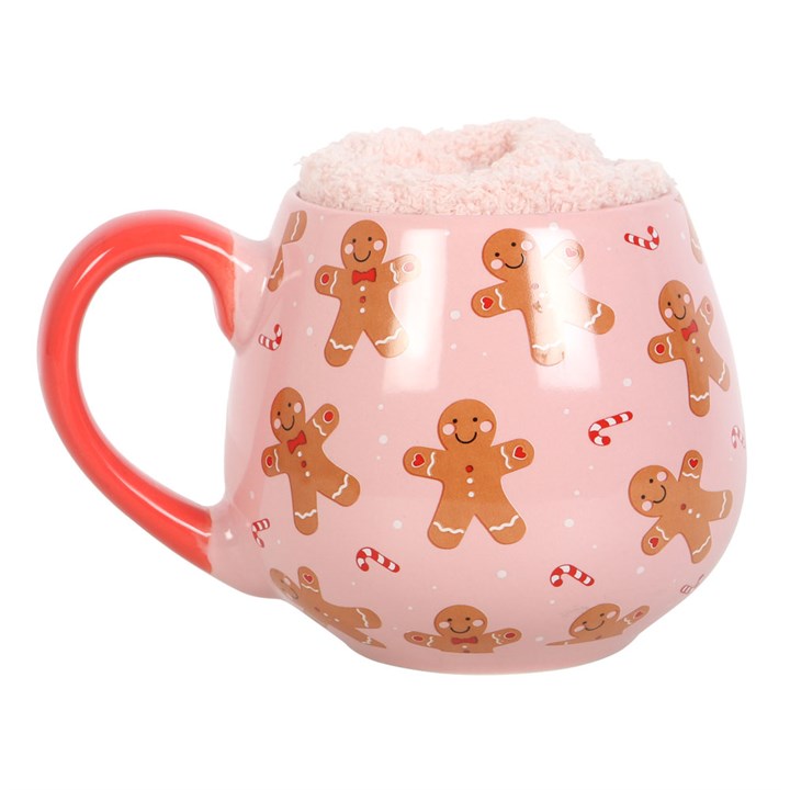Blush & Bale Pink Gingerbread Mug and Sock Gift Set - H10cm x W11cm x D13.4cm