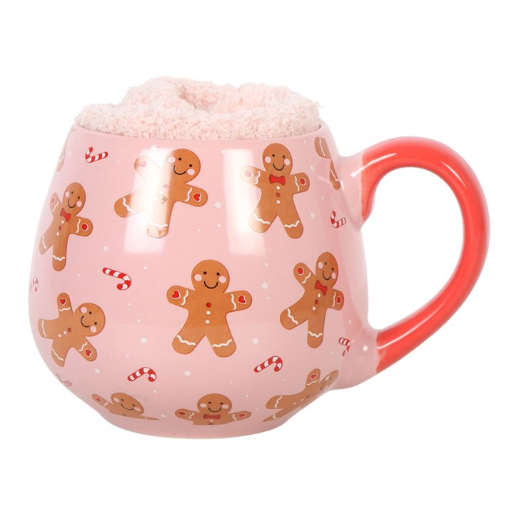 Blush & Bale Pink Gingerbread Mug and Sock Gift Set - H10cm x W11cm x D13.4cm