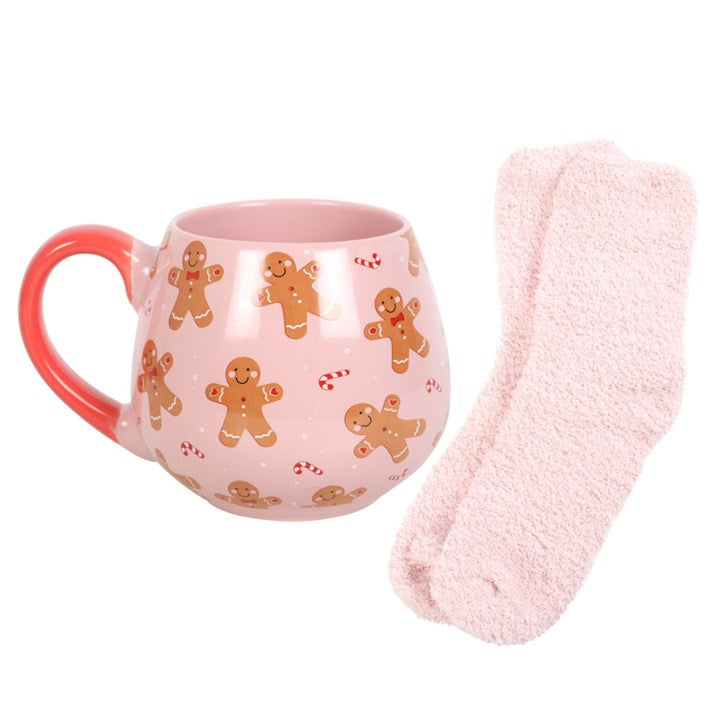 Blush & Bale Pink Gingerbread Mug and Sock Gift Set - H10cm x W11cm x D13.4cm