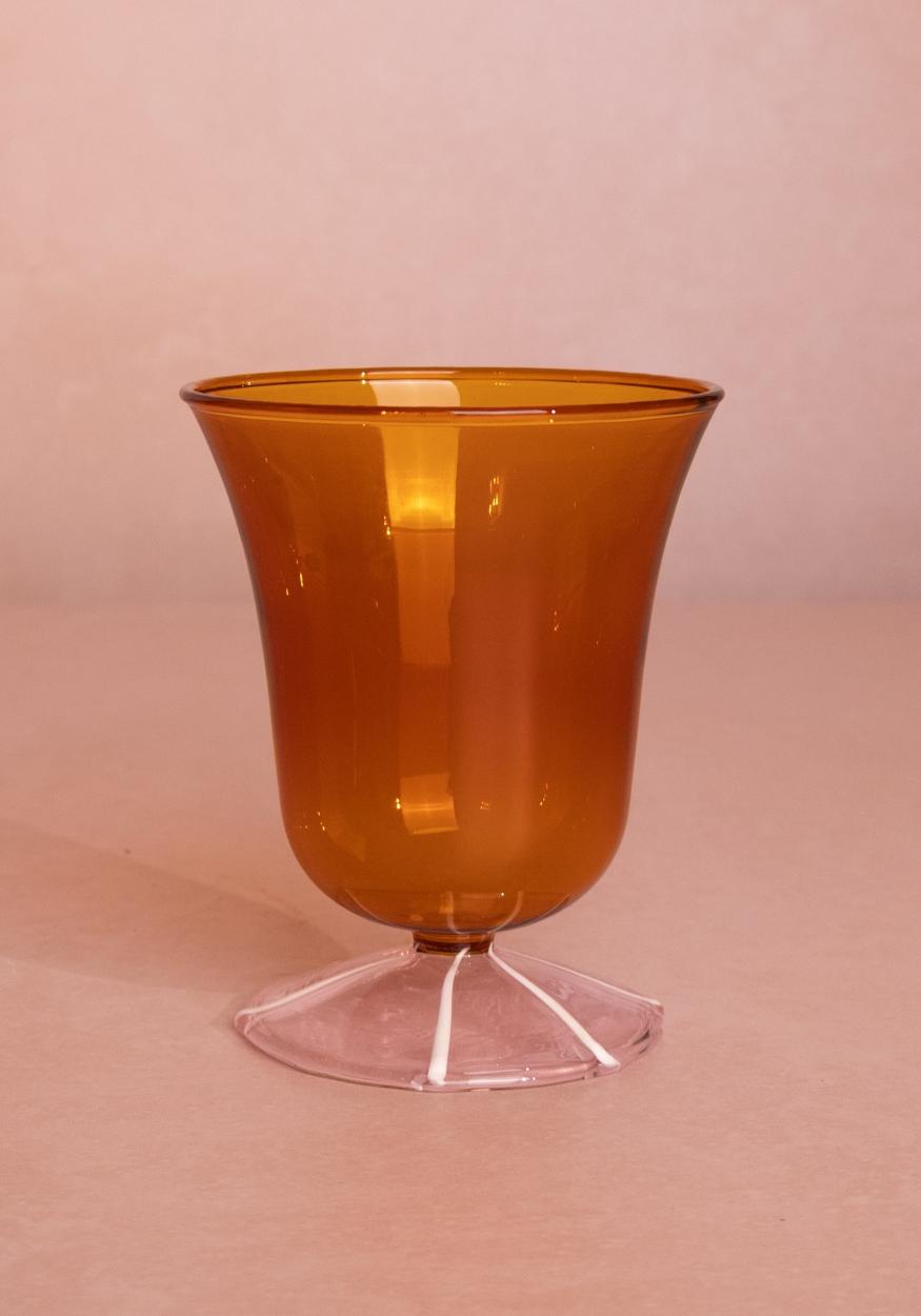 Casa by Josephine Jenno Whimsical Amber Glasses with Pink Base