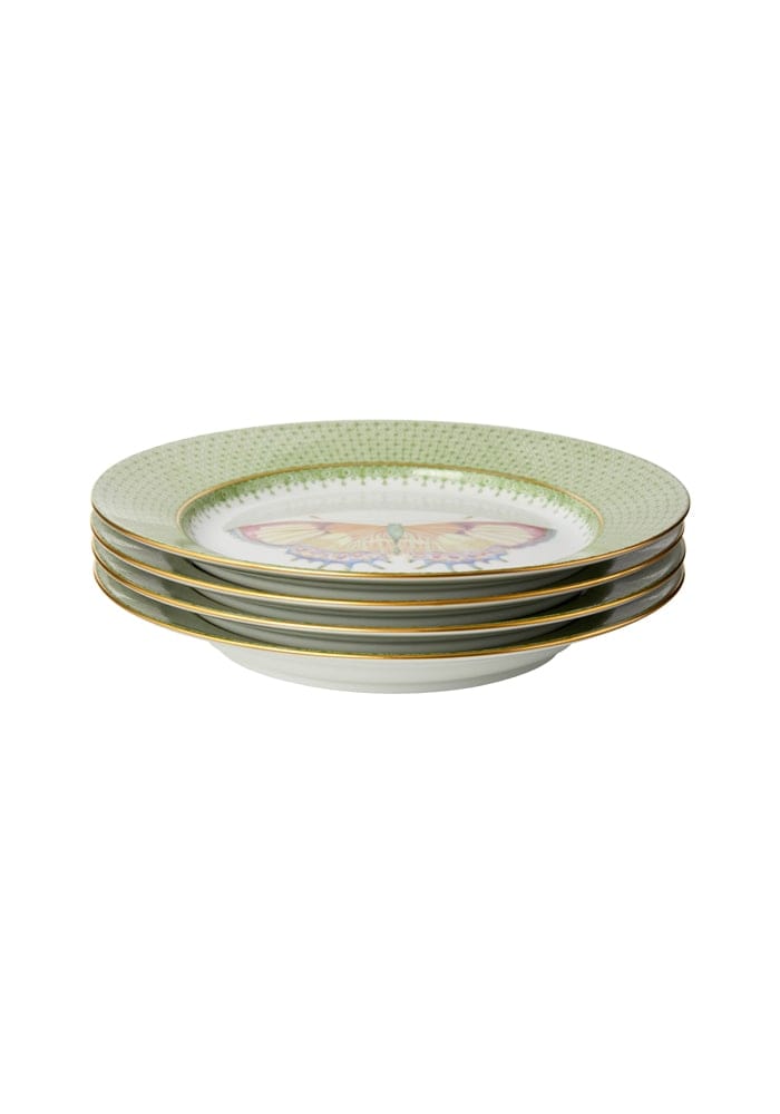 Casa by Josephine Jenno Green Apple Lace Plate Butterfly Side Pudding Plates - Set of 4