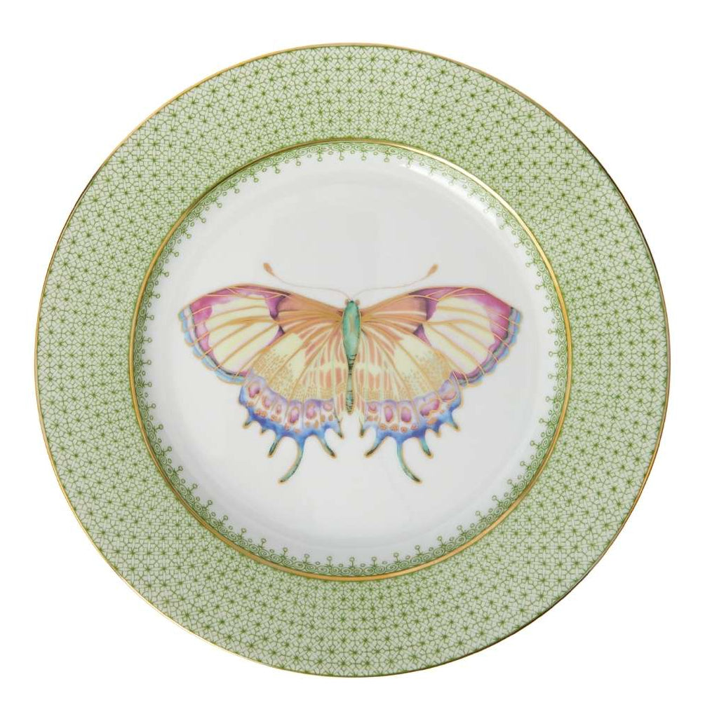 Casa by Josephine Jenno Green Apple Lace Plate Butterfly Side Pudding Plates - Set of 4