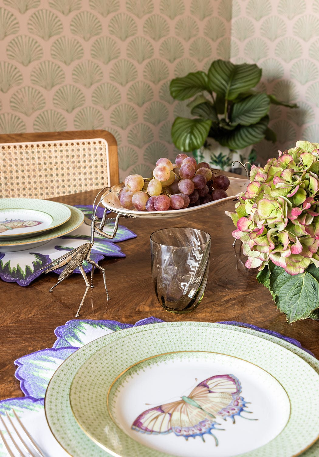 Casa by Josephine Jenno Green Apple Lace Plate Butterfly Side Pudding Plates - Set of 4