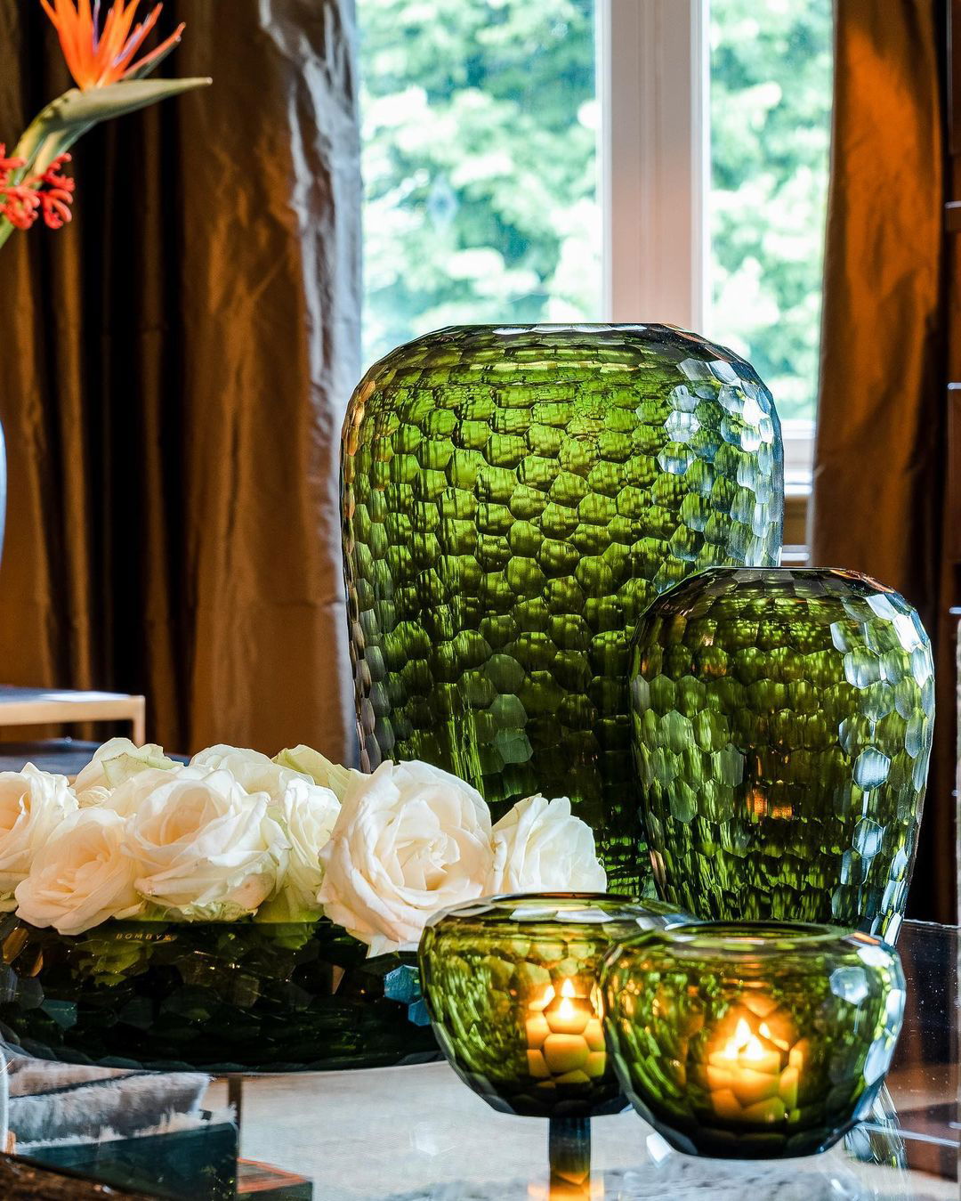 Lowlands Design Emerald Olive Candleholder H10 D14cm