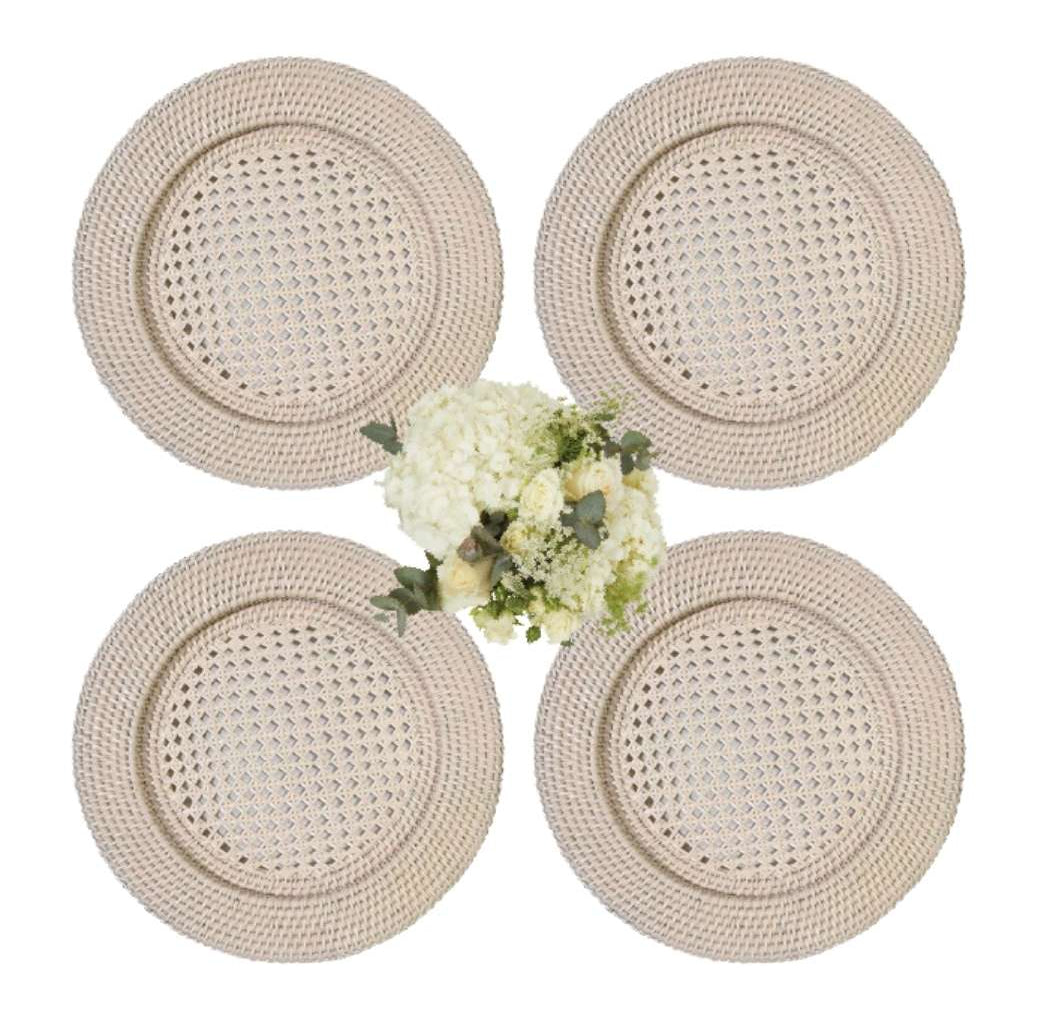 Casa by Josephine Jenno Harbour Island Rattan Round Charger Sand - Set of 4