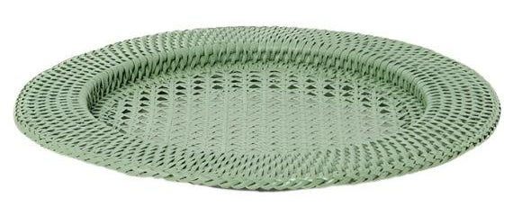 Harbour Island Round Rattan Charger Green Set of 4 | Casa by Josephine Jenno