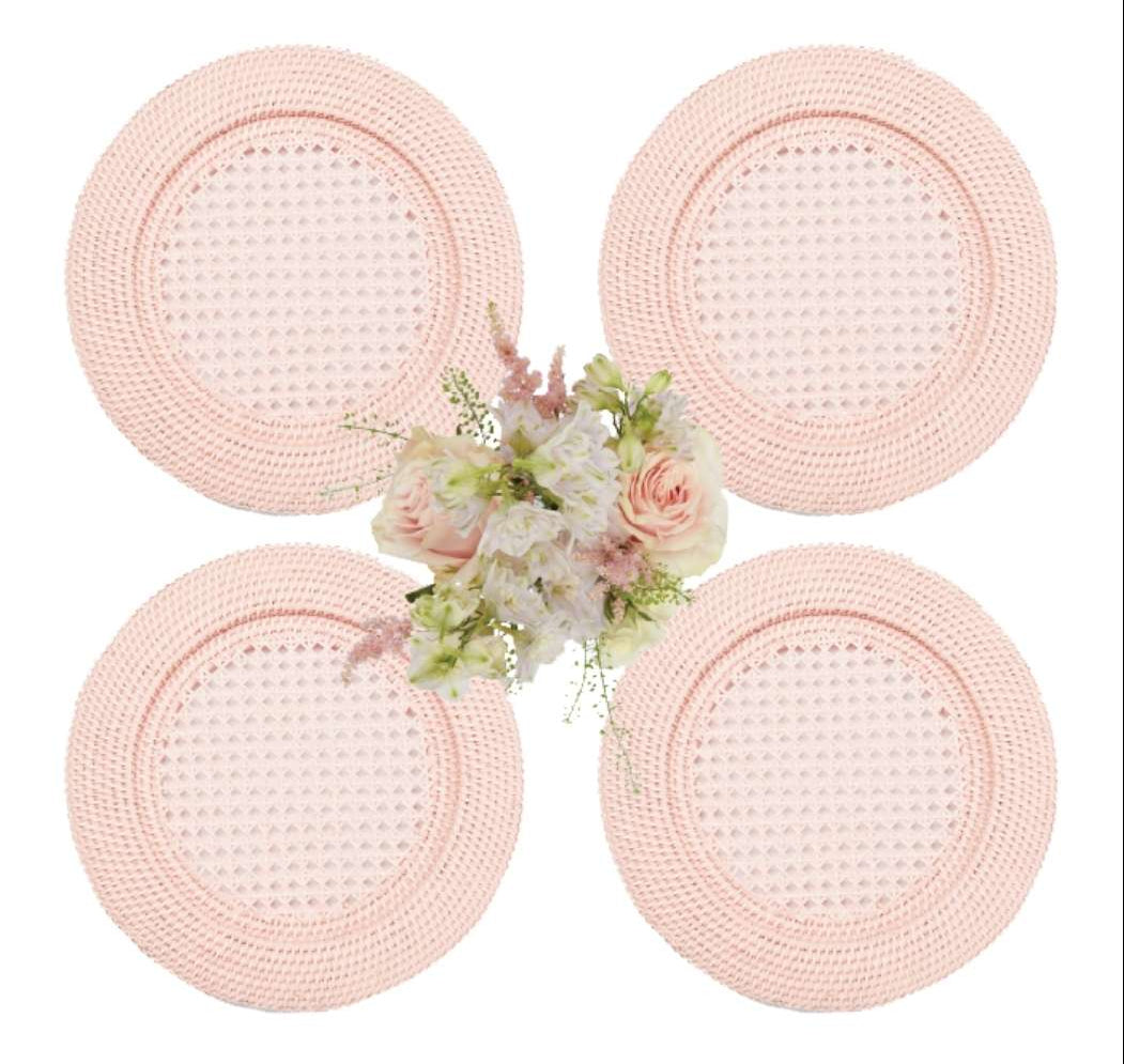 Casa by Josephine Jenno Pink Rattan Charger Placemats - Set of 4