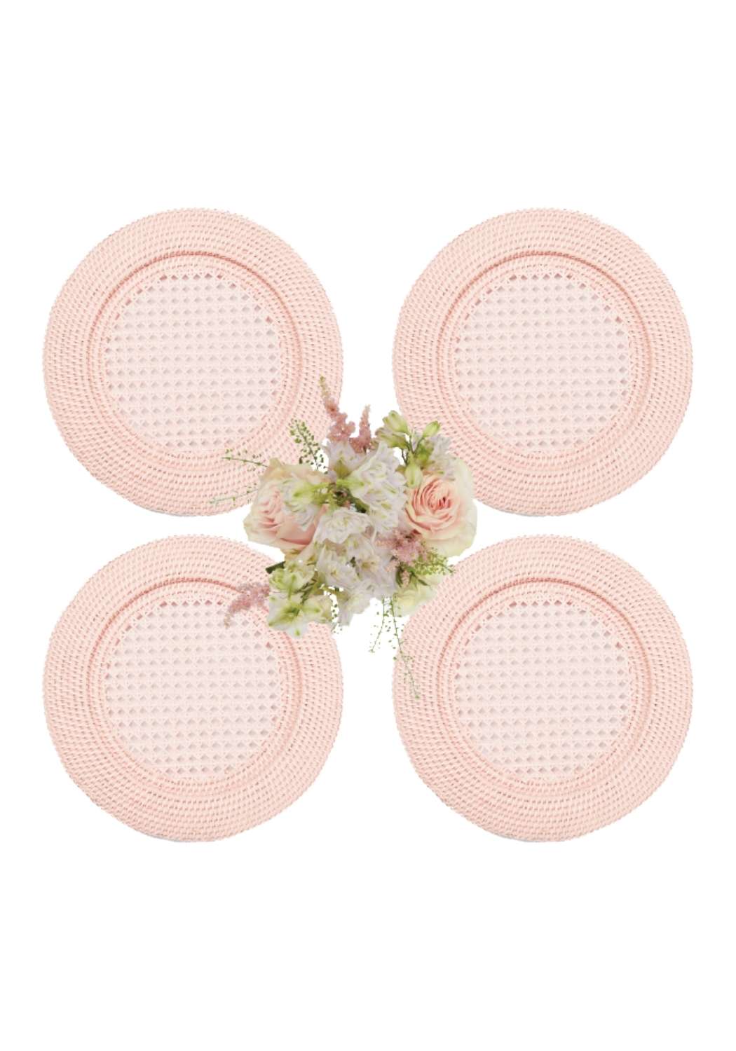 Casa by Josephine Jenno Pink Rattan Charger Placemats - Set of 4