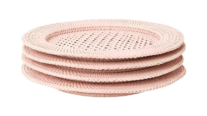 Casa by Josephine Jenno Pink Rattan Charger Placemats - Set of 4