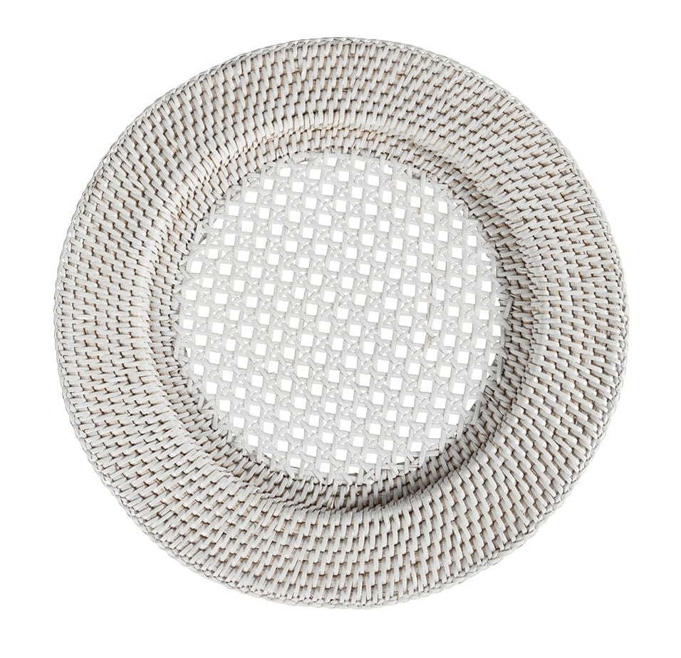 Casa by Josephine Jenno Harbour Island Round Rattan Charger Placemat White - Set of 4