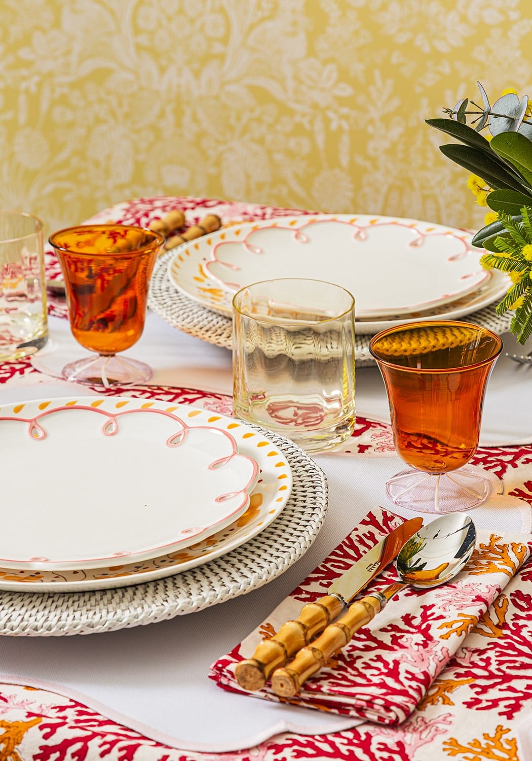 Casa by Josephine Jenno Harbour Island Round Rattan Charger Placemat White - Set of 4