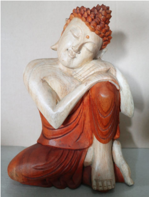 Yorkshire Bonsai Hand Carved Buddha Statue Wooden Decor - 40cm