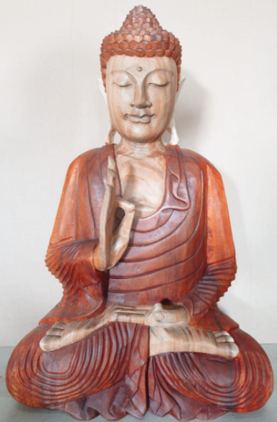 Yorkshire Bonsai Hand Carved Buddha Statue Wooden Decor - 40cm