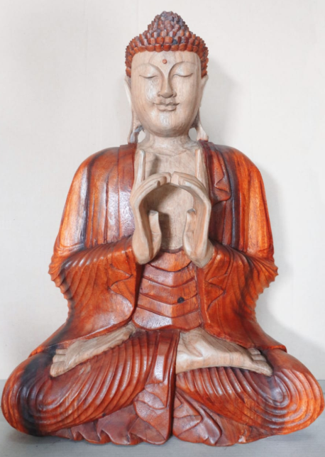Yorkshire Bonsai Hand Carved Buddha Statue Wooden Decor - 60cm