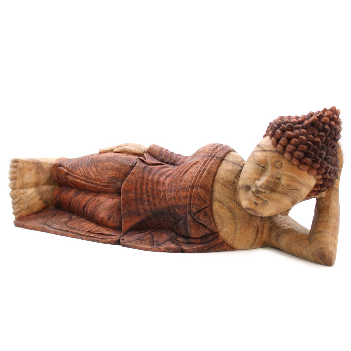 Yorkshire Bonsai Hand Carved Buddha Statue Wooden Decor - 40cm