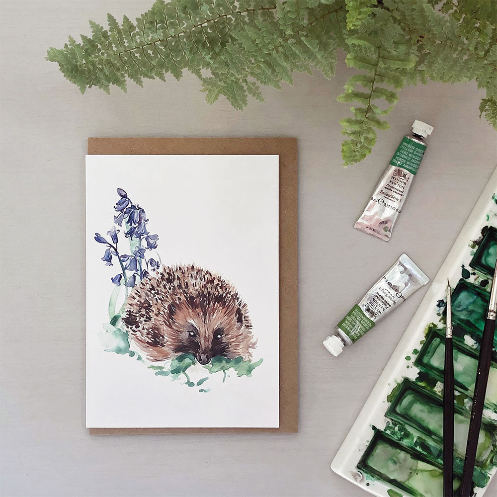 Hedgehog Hand Painted Greetings Card | Katie Hipwell Design